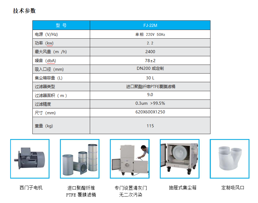 FJ-22M工业集尘器技术参数图